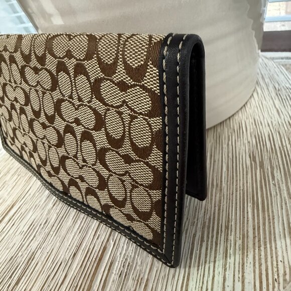 COACH VINTAGE TRIFOLD CHECKBOOK WALLET & INSERT MONOGRAM CANVAS LEATHER - Picture 15 of 16